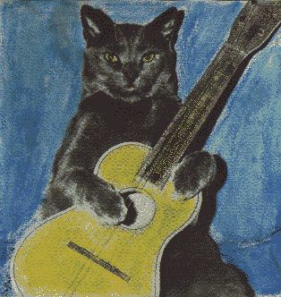 cat and guitar