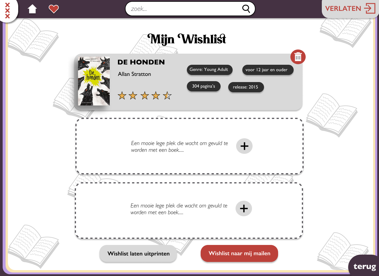 wishlist pagina